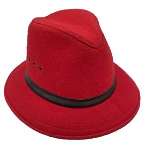Filson Fedora Hat Mens Small Red Virgin Wool Leather Band Made in USA Heritage